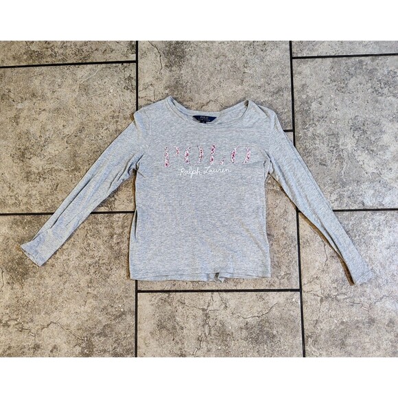 Polo Ralph Lauren Girls Large 12/14 Gray Sweatshirt Preppy Comfortable Fast Ship - Picture 5 of 12